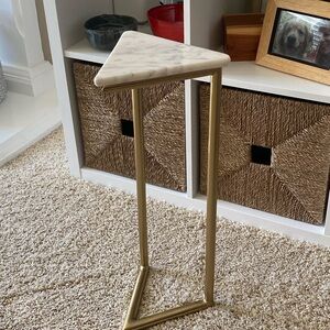 Marble & Brass Top Side End Drink Table, Small Triangle